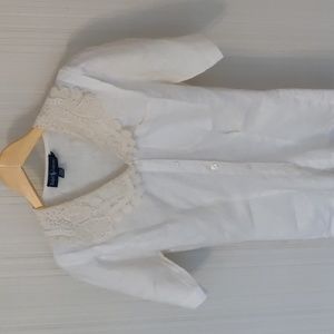 Ralph Lauren Vintage Linen Lace Blouse Victorian Size 4